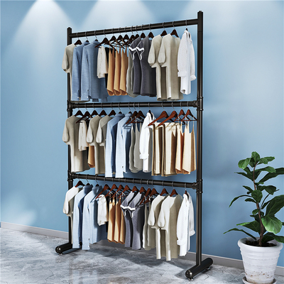 双层晾衣架落地卧室内衣s帽架简易折叠挂衣架不占地家用晒衣收纳
