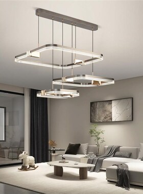 灰色方形客厅灯现代简约大气大厅主灯2G023年新款极简轻奢餐厅吊