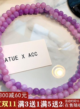 夏季葡萄项链女显肤白手工串珠玉髓锁骨链气质清新紫水晶冰种颈链