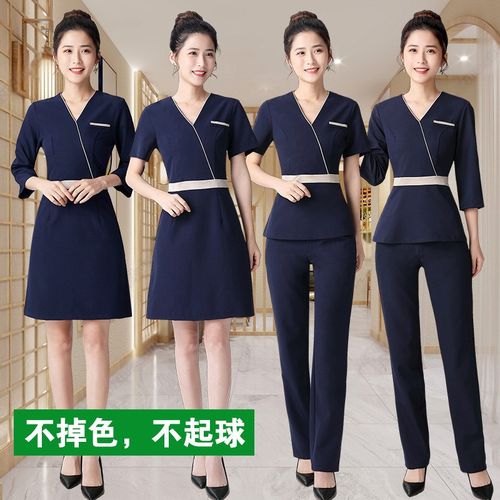 专业美容院工作服女套装气质连衣裙采耳店美容师养生足浴工服新款