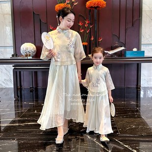 女童江南水乡母女款 儿童古装 国风套裙 盘扣套装 春夏汉服改良新中式