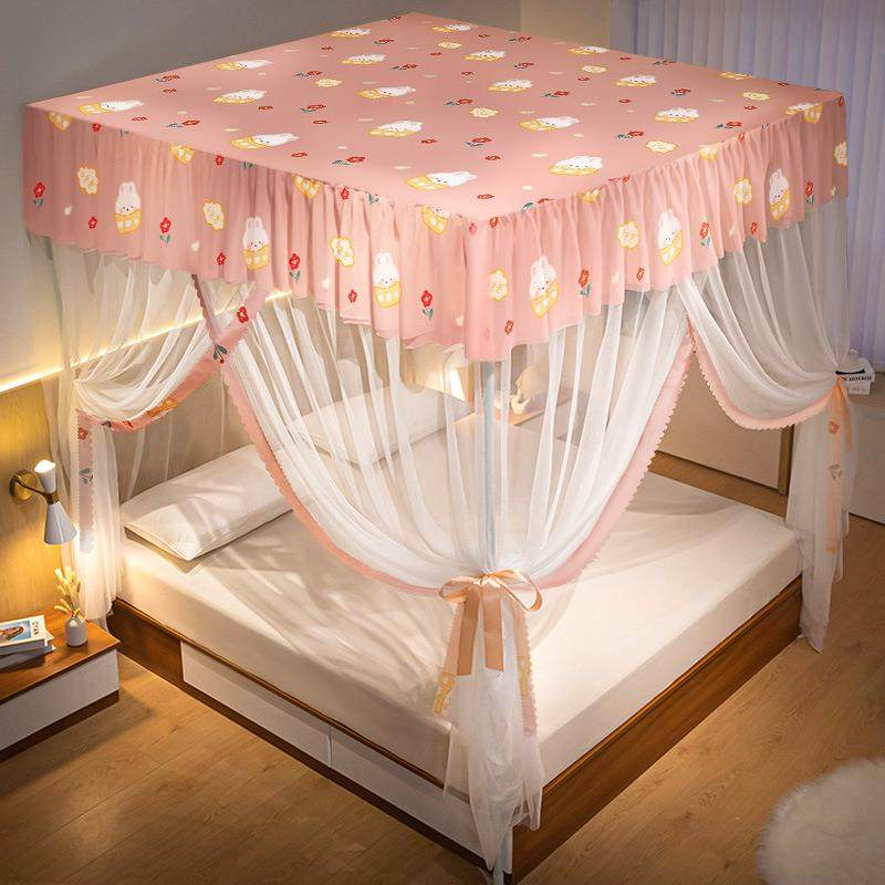 蚊帐家用年新款卧室免安装防尘顶布网纱单不支架带挡灰