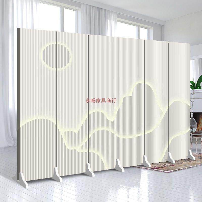 纯白色屏风隔断简约现代进门公司LOGO办公室遮挡移动折叠简易折屏