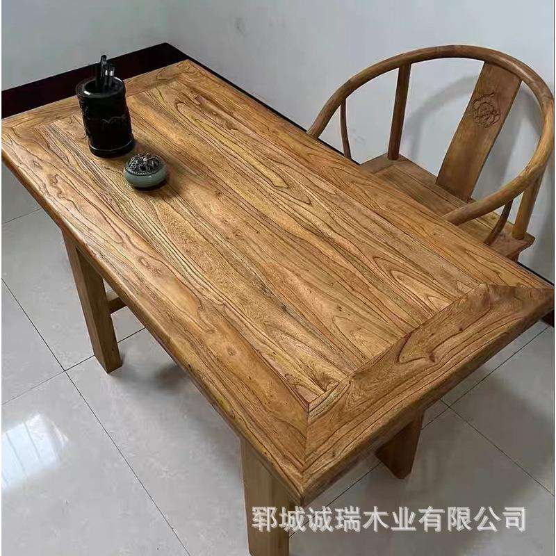 老榆木桌面板吧台旧木板工作台实木大板办公写字台桌板长方形餐桌