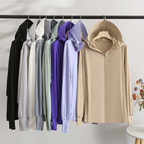 夏季防晒服女连帽运动速干轻薄凉感防晒衣大码可拆卸帽檐冰丝外套