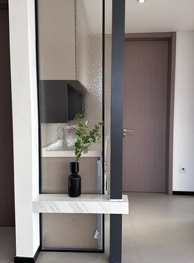 钢化超白水纹油画压花玻璃屏风y隔断定制客厅入户玄关卫生间淋浴