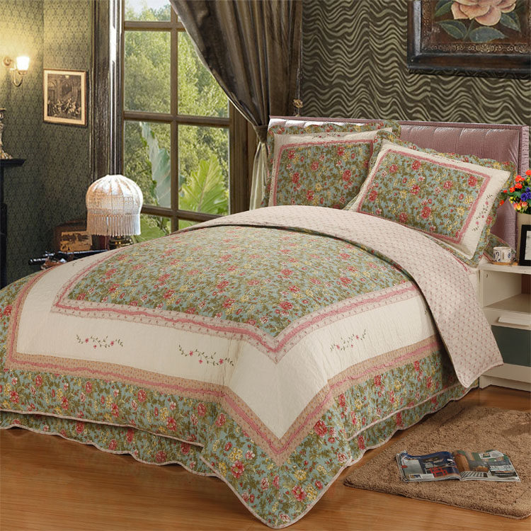 外贸纯棉美式床盖韩国绗缝被四件套欧式夹棉高级床单床罩被套被罩