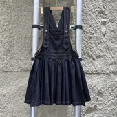 韩版 减龄俏皮百搭百褶短裙连体裙牛仔背带裙子潮 夏装 女装 2024新款