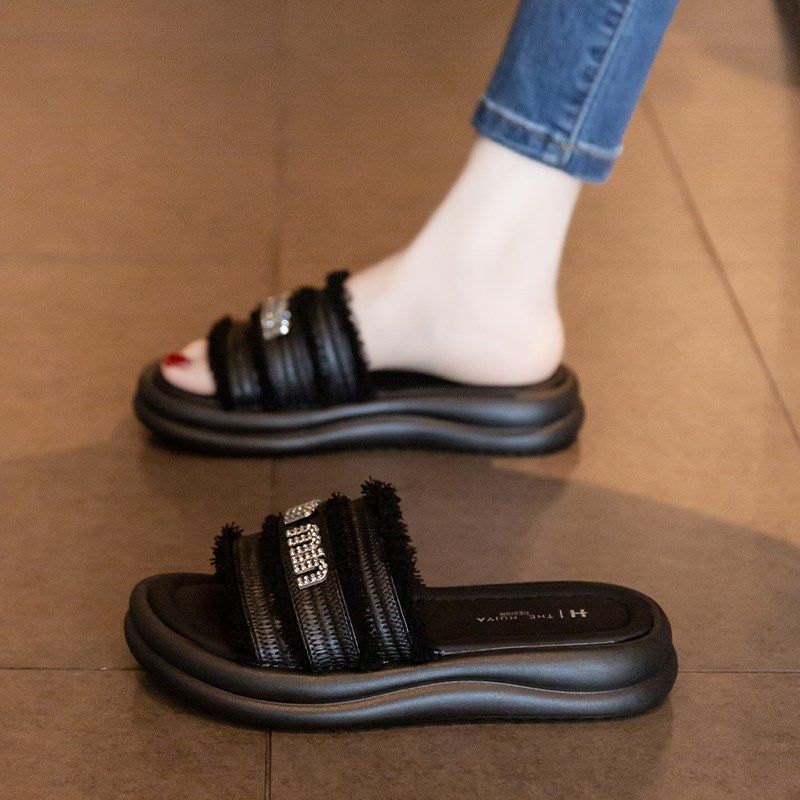 绝美厚底增高凉拖鞋女夏外穿配裙子2025新款孕妇沙滩平底一字拖鞋,女鞋,一字拖,淘宝优惠券,粉丝福利购,淘宝优惠卷