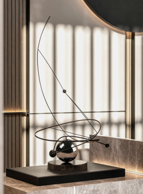 现代简约抽象几何摆件客厅玄关售楼处办公室样板间酒店创意装饰品