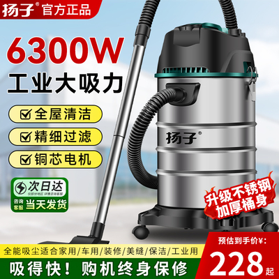 扬子工业吸尘器工业用大吸力商用大功率工厂车间粉尘强力吸尘机
