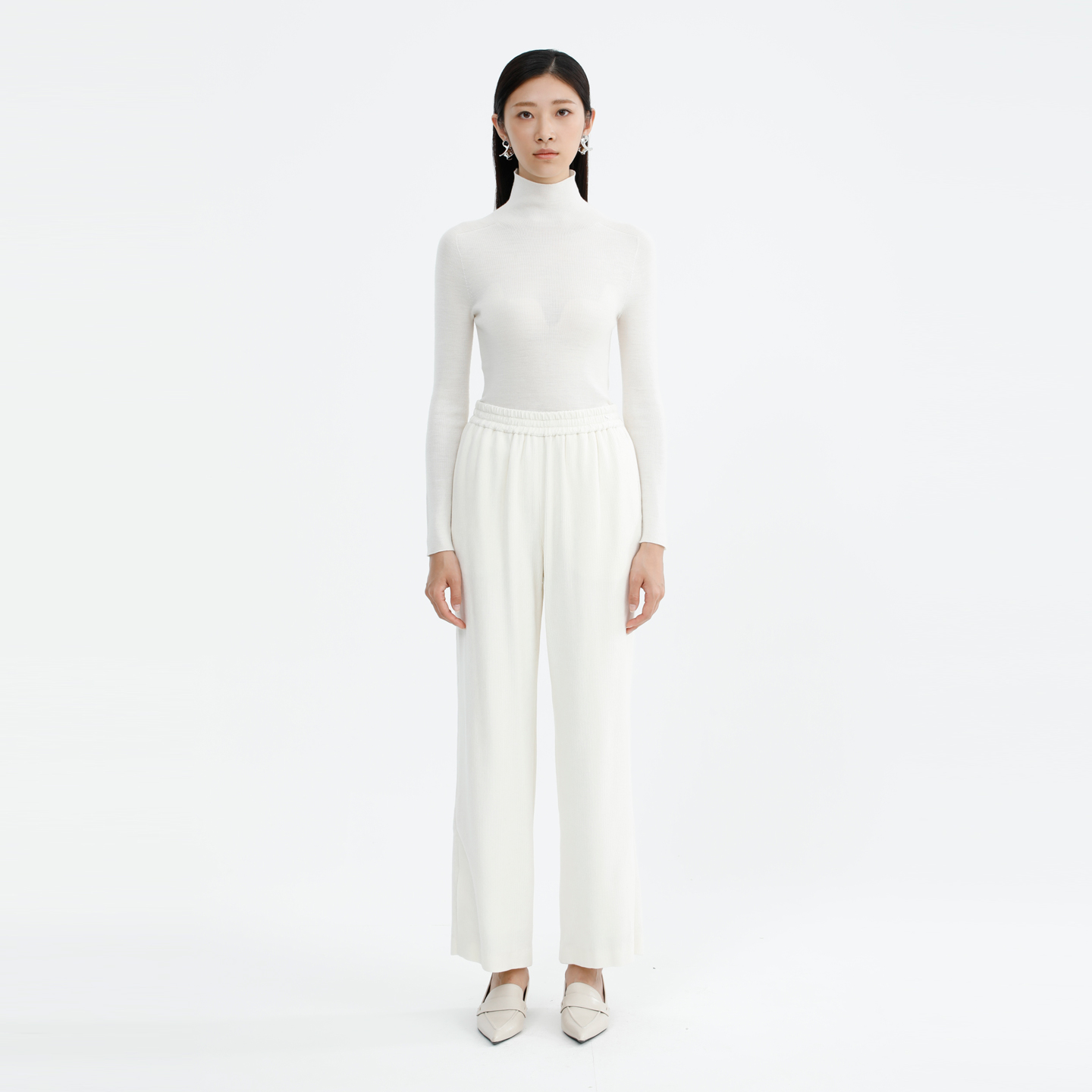 卡莉朵拉女裤C27D7221冬季新款经典白色极简高级时尚风