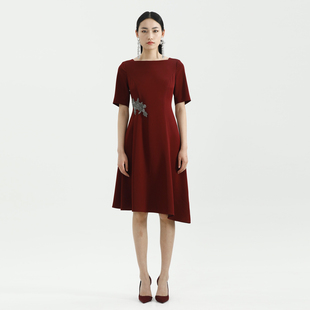 卡莉朵拉连衣裙C26C7502高贵典雅不对称式斜摆礼服裙