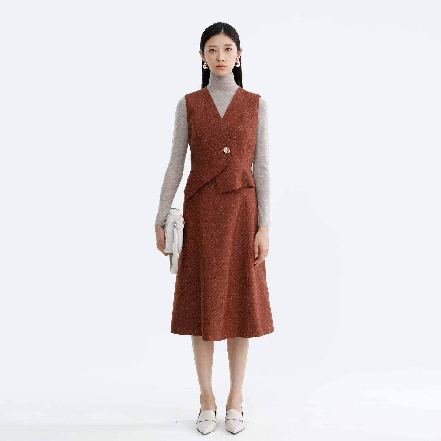 卡莉朵拉连衣裙C27D7548冬季新款简约通勤A字时尚百搭