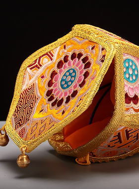 民族风尼泊尔藏传金刚铃杵套保护套绣花套刺绣收纳袋黄色铃铛用品