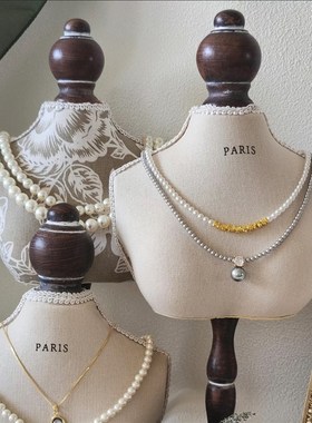 法式复古珍珠项链展示架人像模特脖子饰品挂件陈列道具橱窗装饰