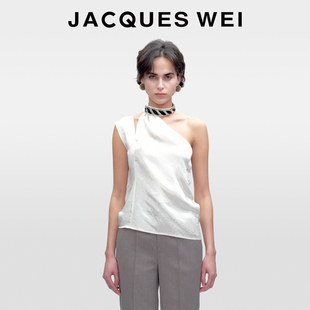 小众原创白色缎面单肩挂脖背心吊带 女装 JACQUES WEI2025设计师款