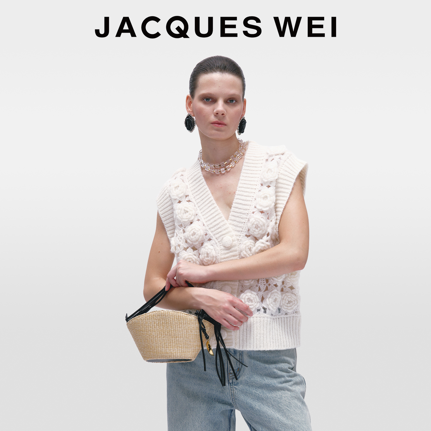JACQUESWEI设计款翡冷翠草编织包