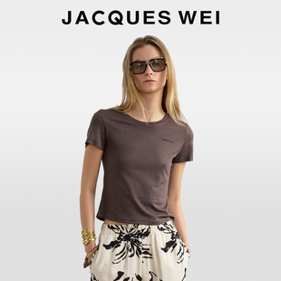 女t恤2025新款 JACQUES 百搭刺绣莫代尔短袖 简约风时尚 WEI设计师款