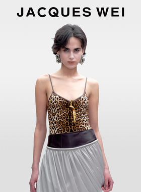 JACQUES WEI 25秋冬新款孟子义同款内搭外穿豹纹连体衣女吊带衫
