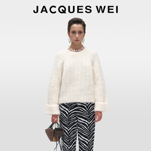 慵懒风 开衫 JACQUES WEI秋冬顺条马海毛软糯毛线衣女上衣短针织衫