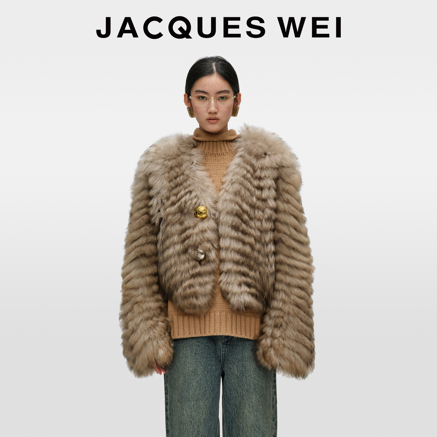 JACQUESWEI鱼骨纹皮毛一体皮草