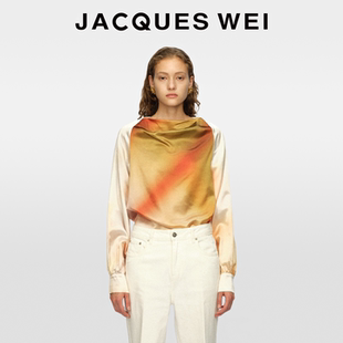 女 鎏金贝壳醋酸褶皱宽松松弛感上衣衬衫 JACQUES WEI2025秋冬新款