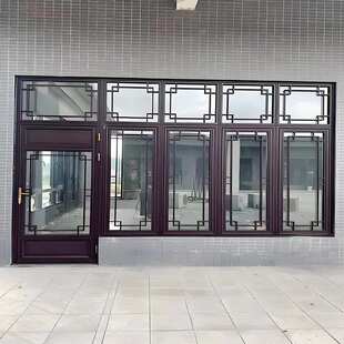 仿古断桥铝新中式门窗生产厂家铝合金平开门隔音隔热玻璃别墅极简