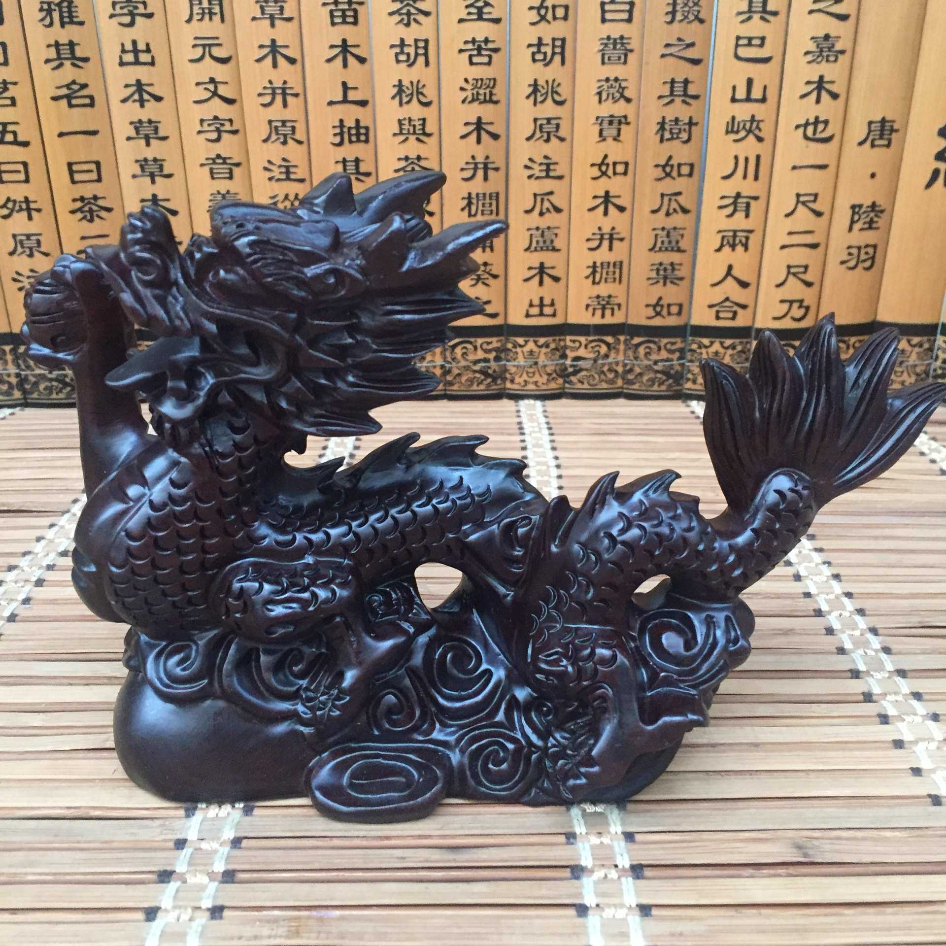 木雕龙摆件黑檀花梨实木雕刻神兽木质工艺品家居客厅摆饰厂家