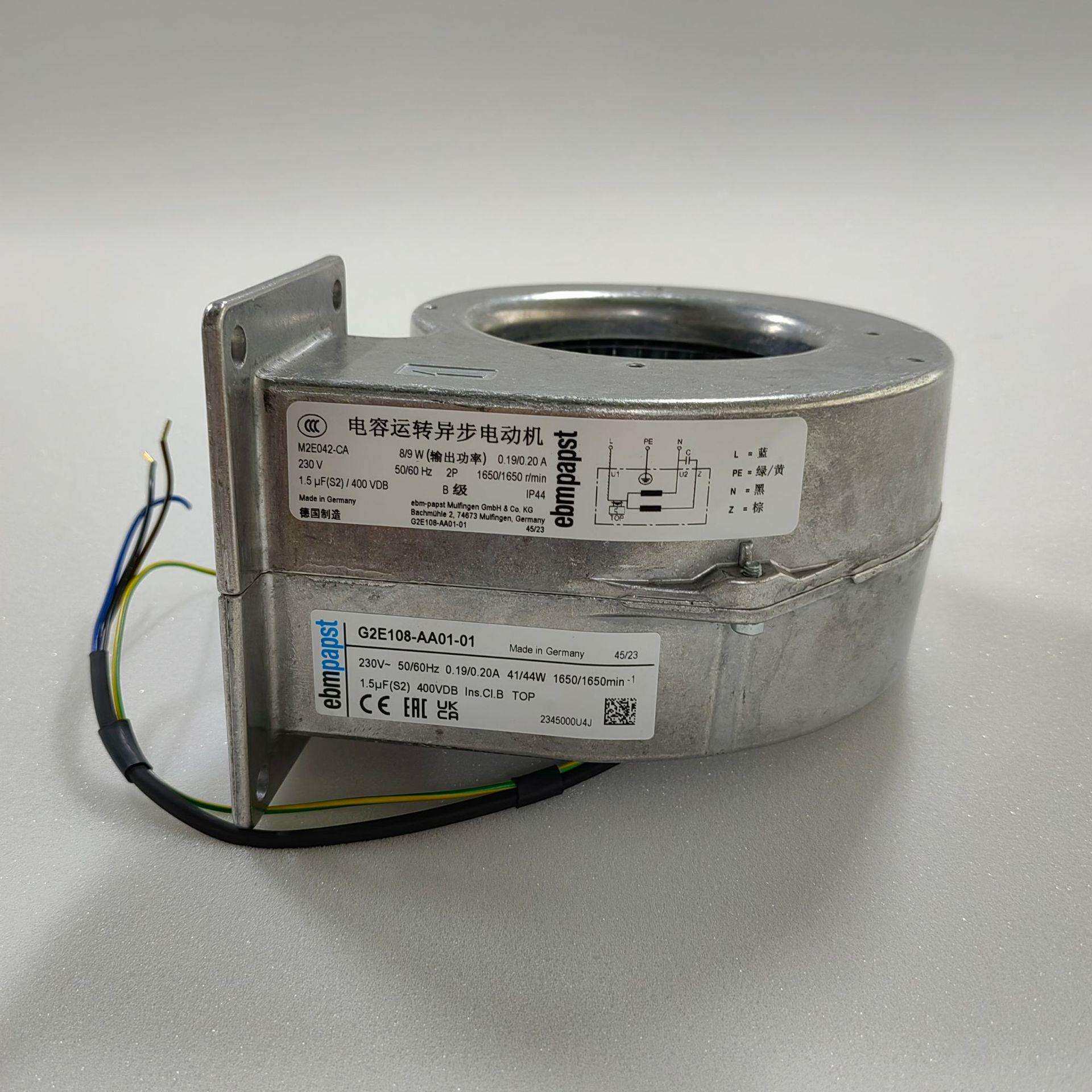 G2E108-AA01-01 进口德国ebmpapst 230V 0.19A/0.20A涡轮鼓风机