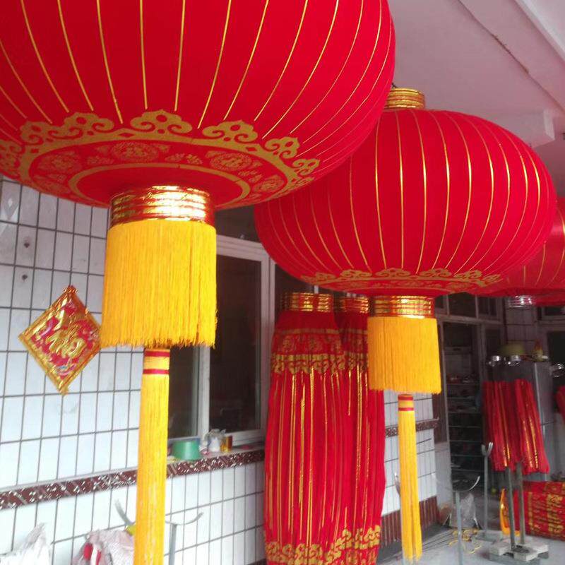 特大灯笼绸缎铁口植绒布灯笼新年春节大门灯笼超大红灯笼户外装饰