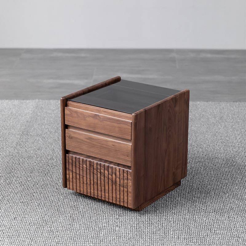 北欧黑胡桃木书桌边柜现代简约日式边几沙发边柜床头柜实木储物柜