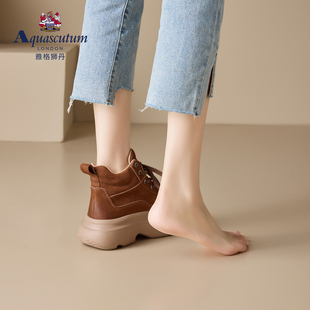 Aquascutum/雅格狮丹2025秋冬新款真皮老爹鞋女休闲运动厚底鞋