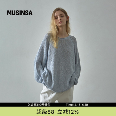 韩国春季女士简约休闲圆领针织衫