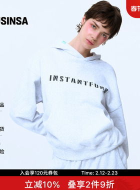 INSTANTFUNK韩国男女春季LOGO印花宽松慵懒百搭连帽卫衣MUSINSA