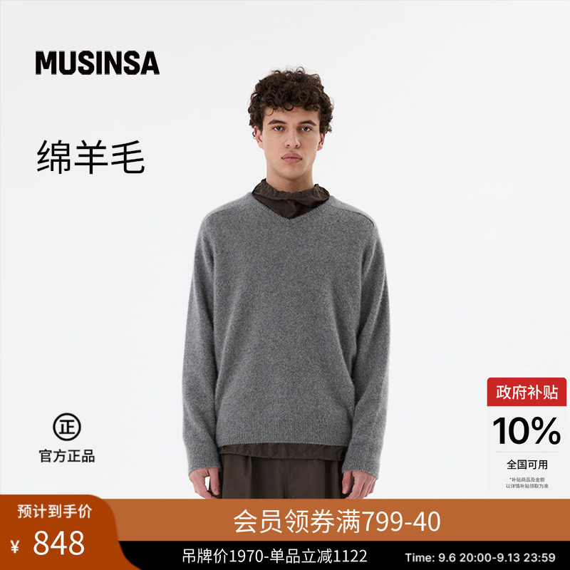 休闲时尚流行浣熊V领针织衫图片