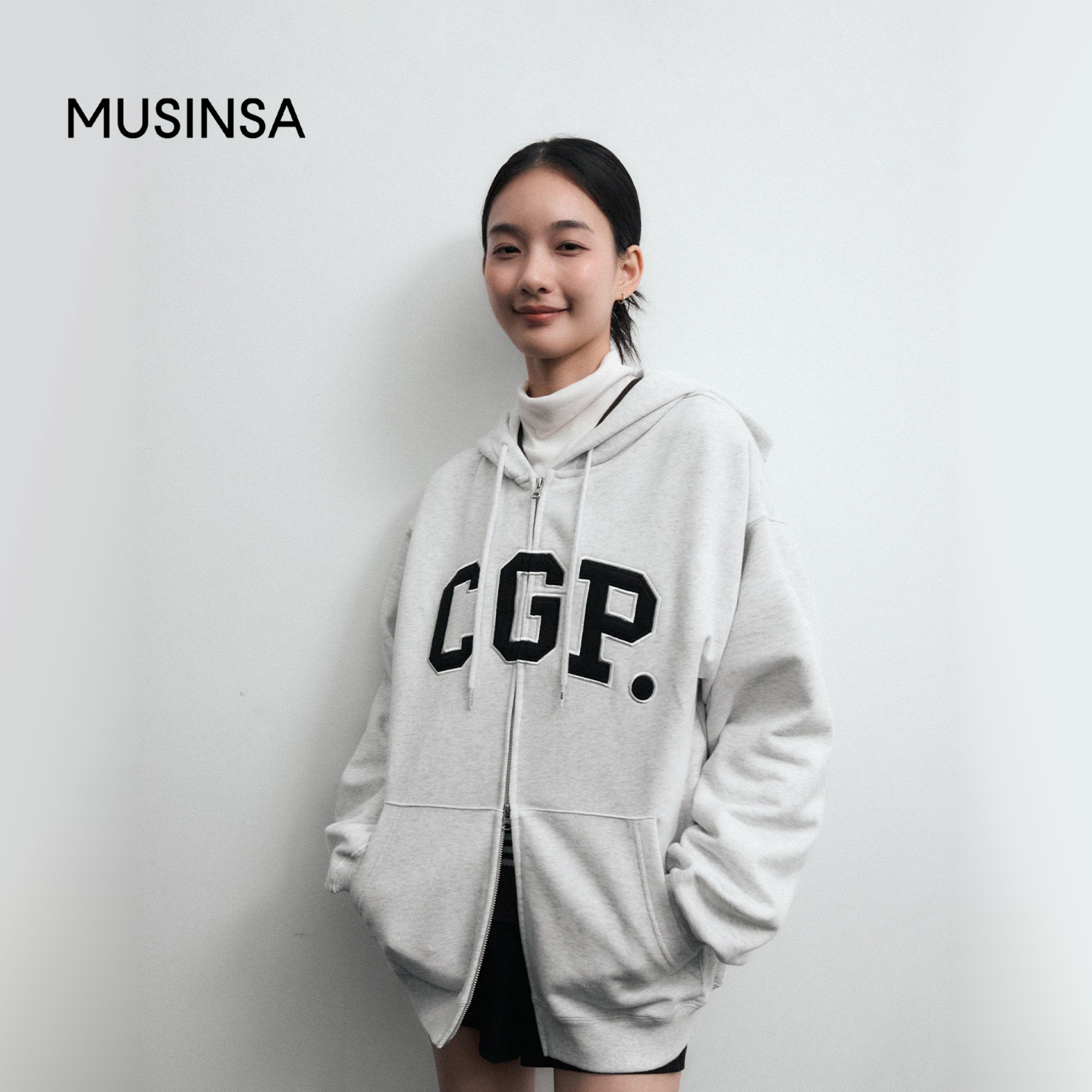 男女同款秋季双头拉链连帽衫卫衣