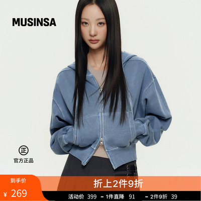 musinsa standard韩国26春季新品女士纯色短款宽松连帽运动卫衣