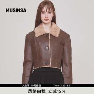 女复古翻领加绒机车风时尚 Not 韩国春季 rose 夹克MUSINSA your