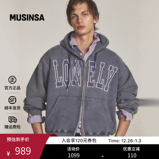 NOHANT男女同款 廓形松弛利落老钱风连帽拉链卫衣MUSINSA 25秋季