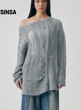 TREEMINGBIRD韩国女士25秋季时尚镂空圆领针织衫上衣MUSINSA