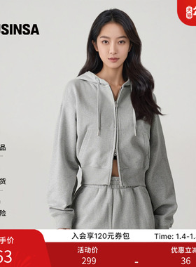 musinsa standard韩国25秋季女士休闲短款双拉链连帽卫衣外套