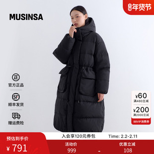 musinsa standard韩国25冬季女士百搭廓形连帽长款派克羽绒服