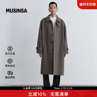 musinsa standard韩国25秋冬男士羊毛混纺风中长款毛呢大衣外套