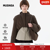 AMOMENTO韩国女士25冬季 休闲时尚 透视尼龙填充短背心MUSINSA