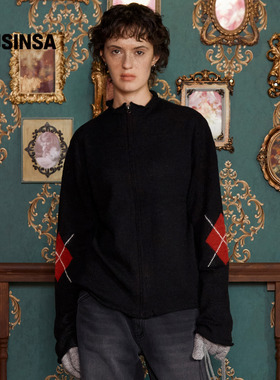 UNALLOYED韩国男女25冬季时尚休闲复古风针织拉链开衫MUSINSA