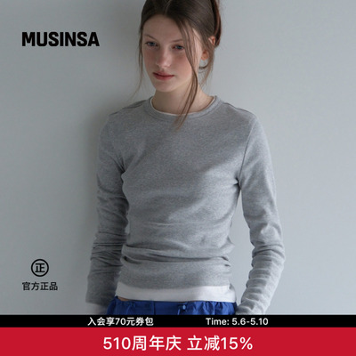 musinsa standard韩国春季女士简约纯色修身显瘦百搭长袖T恤