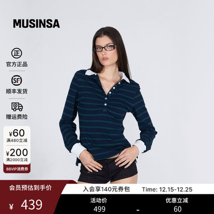 SCULPTOR韩国25秋冬褶皱网球衫翻领复古学院风长袖上衣MUSINSA