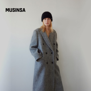 大衣MUSINSA 羊毛长款 LEVAR韩国女士25冬季 垂感廓形通勤气质经典