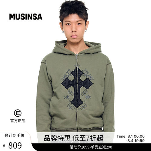 休闲日常十字装饰连帽卫衣外套